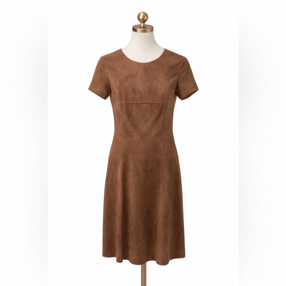 BCBGMAXAZRIA "Darra" Faux Suede A-Line Dress SZ 8 - Picture 1 of 12